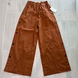 ARLO MOTT Wide Leg Side Button 100% Cotton Cinnamon Made in NYC Large NWT